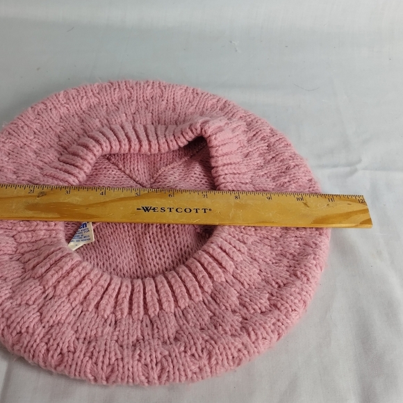 Vtg Knitted Beanie Beret By Hansen Made In USA Pink Open Knit 1980/90s - Picture 9 of 13